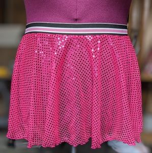 Pink Skater Skirt Plus Size with Metallic Sequins